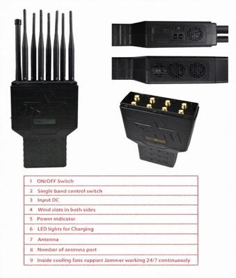 주문 8개의 밴드 18w 12000mAh 30m 안테나가 있는 휴대용 신호 차단기 online manufacture